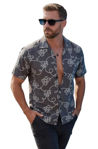 Image of Lymio Men Shirt || Men Embroidery Design Half Sleeve Cotton Shirt (Available Also Packs) (Embro-Flower)