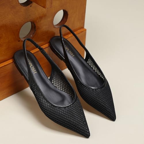 Image of Slingback Flats for Women Stylish Pointed Toe Design with Comfortable Mesh Material for Breathable Party Dress Elegant Shoes