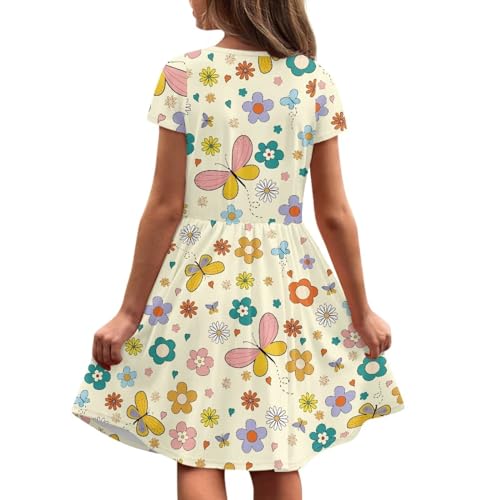 Image of Short Sleeve Dress for Girls with Pockets Cute Toddler Girl Clothes Summer 2-12