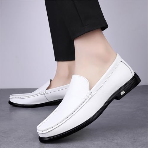 Slip On Round Toe Solid Color Leather Loafer Shoes Comfortable Anti-Slip Lightweight Prom Outdoor3