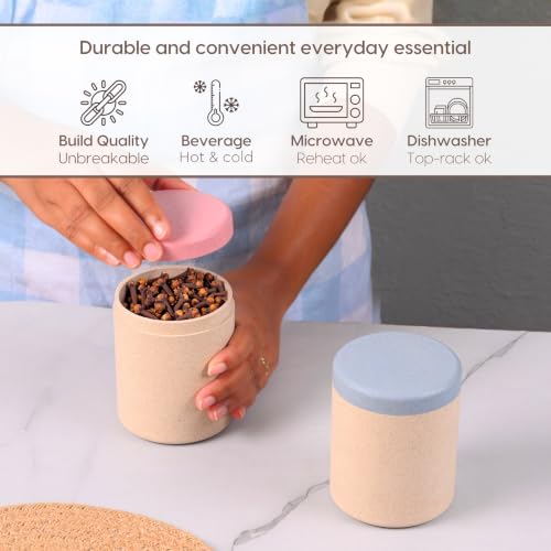Image of Eha Earth Friendly Canister Set of 4 Made with Rice Husk| Kitchen Jar 400ml | Storage and Containers | Air tight containers for kitchen storage | Multilight