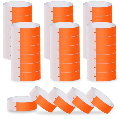 LOMIMOS 700 PCS Pulseras de Papel, Impermeable Pulseras Naranja Identificación, Pulsera de Entrada para Fiestas Festival de Música Eventos Clubes Concierto
