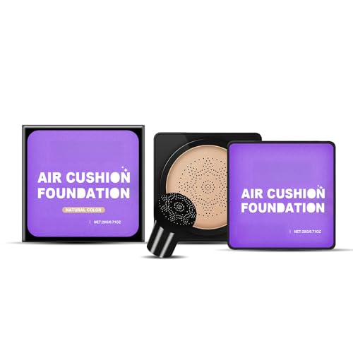 Piel radiante impecable crema al instante, Foundation BB Cushion BB de la cabeza de champiñones, mate impermeable de larga duración,Natural color
