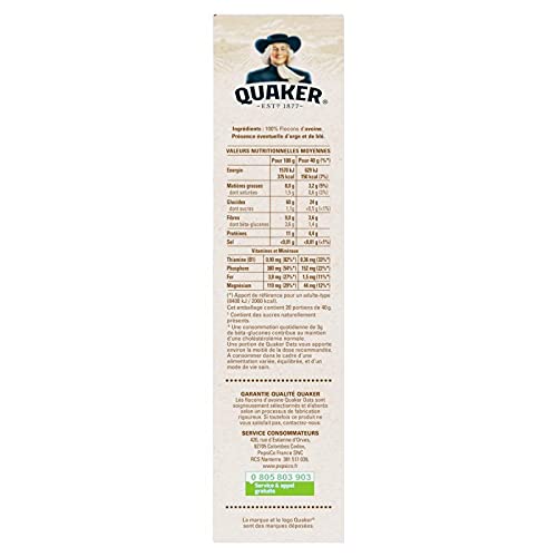 Quaker Oats Flocons d'Avoine Familial 800g - Délicieux Petit Déjeuner - Super aliment sain pour toute la famille - Le Lot De 4