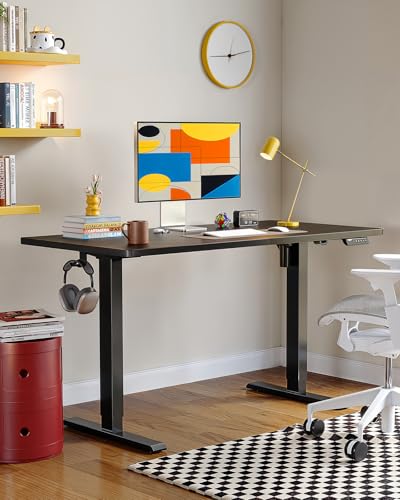 Image of ErGear Electric Standing Desk, 48 x 24 inch Height Adjustable Sit Stand Up Desk, Computer Home Office Desk with 4 Memory Height Buttons, Two Pieces Desktop, Black, EGESD110B