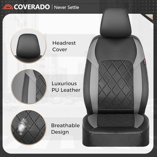 Image of Coverado Car Seat Covers, Front Seat Covers, 2 Front Automotive Seat Cover, Mesh Breathable Seat Protectors, Universal Fit for Most Cars
