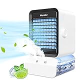 Wonido Portable Air Conditioner - Small Air Conditioner Portable for Room, 4-in-1 Personal Mini AC Unit with Humidifier/ 3 Speeds / 7 Colors Night Light, Desktop Mini Evaporative Air Cooler Fan