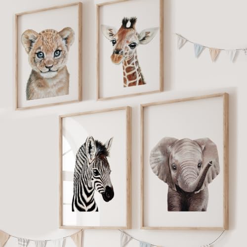 10 Baby Animal Print Sets That'll Make Your Little One Adorable 7 KIU DESIGNS Safari Nursery Wall Art Set of 4