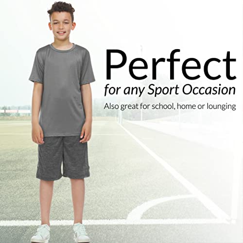 Boys Active T-Shirt - Quick-Dry Athletic Workout Training Stretch Crew Neck Short Sleeve Top 5 Pack2