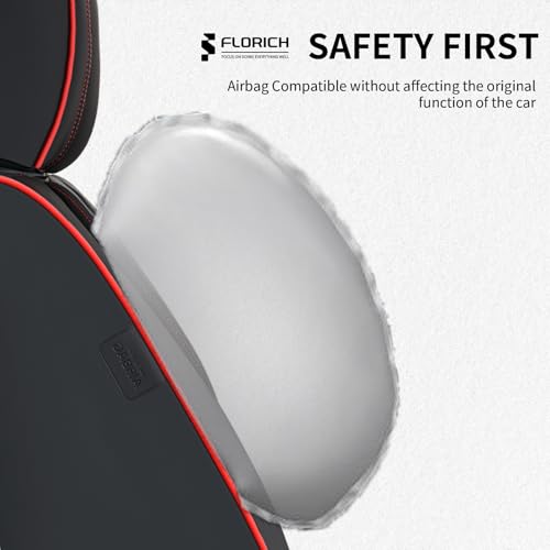 Image of FLORICH Seat Covers, Car Seat Covers Full Set, Luxury Nappa Leather Seat Covers, Breathable and Waterproof Car Seat Protector 5 Seat, Automotive Seat Covers Universal Fit for Most Cars-Black&Beige