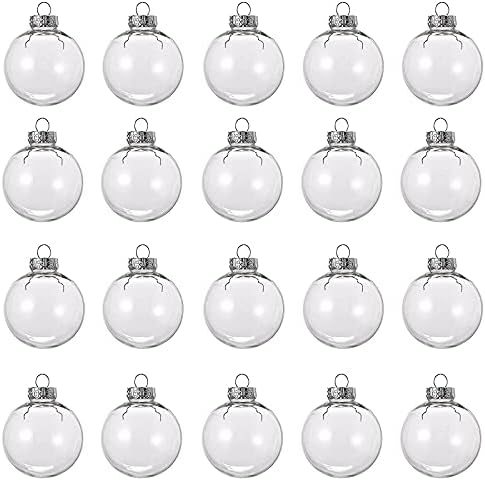 20 Pcs Clear Plastic Fillable Ornament Balls, Removable Top Clear Hanging Ornaments Ball, DIY Plastic Ornaments Round Balls, Perfect for Decoration On Christmas Trees, Wedding, Party(60mm)