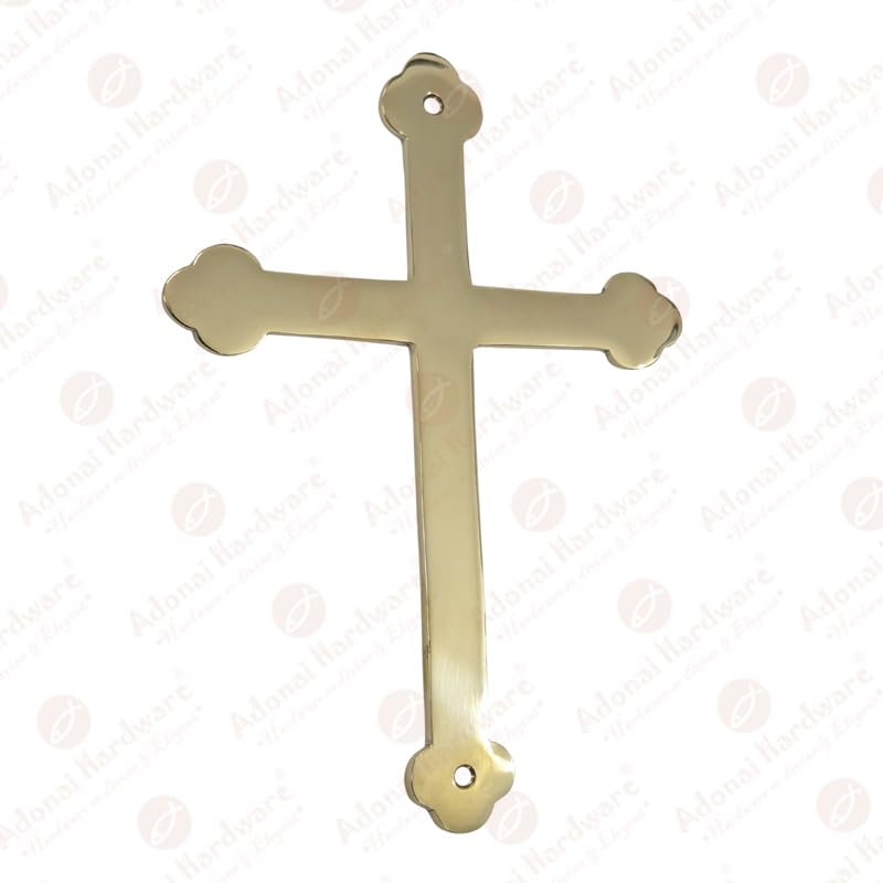 Adonai Hardware Cross Brass Door Sign - Polish Lacquered 1