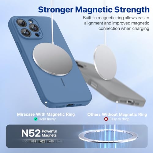 Image of Miracase Magnetic for iPhone 14 Pro Max Case, [Soft Anti-Scratch Microfiber Lining], Compatible with MagSafe, Silicone Shockproof Protection Phone Case for iPhone 14 Pro Max,Glass Blue
