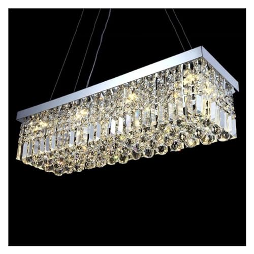 LYMSXAZOU LED Crystal Chandelier Light Fixture, Modern Rectangular Design for Living Room and Dining Ceiling Decoration