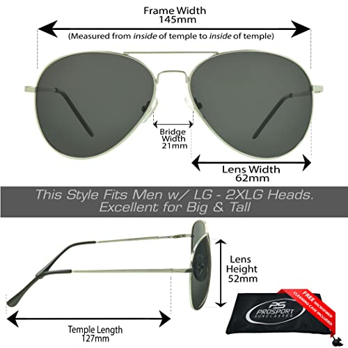 Image of proSPORT Aviator Big & Tall Sunglass Mens Oversize Extra Large & Wide Fit Polarized Available