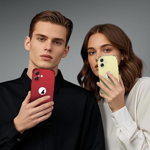 Image of ORETECH 3 in 1 for iPhone 16 Case with 2 x 9H Screen Protector,Red | Full Body Shockproof Design Smooth Texture,15FT Military Grade, Camera Lens Shield, with Armor Front Frame Protection