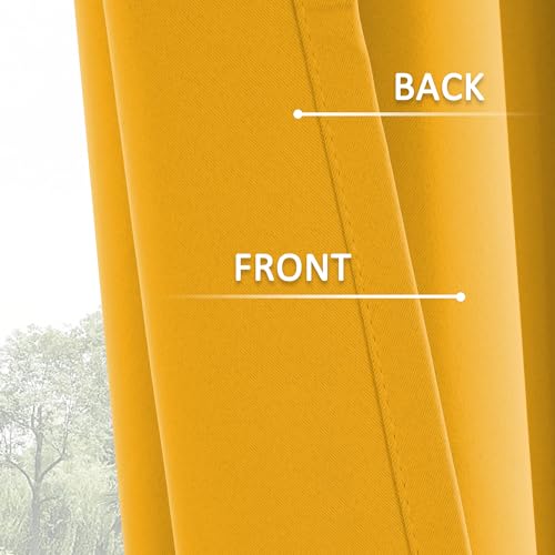 Image of Blackout Curtain Panels 72 Inch - Window Treatment Energy Saving Thermal Insulated Solid Antique Copper Grommet Drapes for Living Room, 1 Pair, 52 by 72 Inch, Gold Yellow