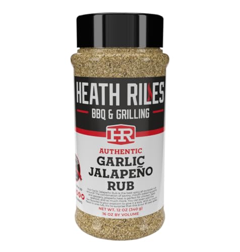 Heath Riles BBQ Rub - Garlic Jalapeño Seasoning, Champion Pitmaster Recipe, Legendary Rubs For Smoking & Grilling, 70+ BBQ Championships, 12 oz.