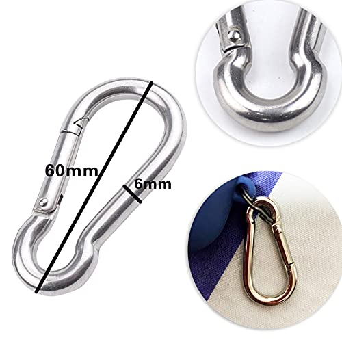 LAMXD 6 Pcs Stainless Steel M6 Carabiner Clips, Heavy Duty, Small, for Hiking Camping, Fishing, Dog Leash & More - Image 2