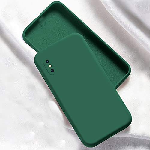 Image of A rtistque Liquid TPU Silicone Matte Shockproof Flexible with Camera Protection Soft Back Cover Case for iPhone X - Dark Green