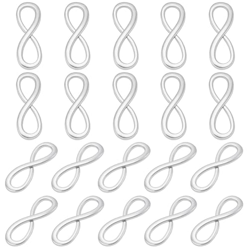PH PandaHall 20 colgantes de aleación con símbolo de infinito, platino, para pulseras, collares, accesorios de fabricación de joyas, Platino