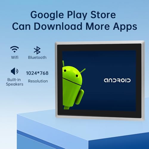 Image of 10.4-Inch Touchscreen Monitor,Ratio 4:3 Embedded Industiral Touch Screen Tablet with IP65 Front,WiFi & BT,Android 11 RAM 4G & ROM 32G Suitable for kiosks /Automation /ATM