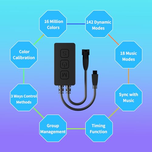 Image of SP611E Bluetooth Music LED Controller for 1903B WS2812b WS2811 IC RGB Chasing Color LED Strip Addressable Sync Music Controller DC5V-24V APP /IR Remote Control(NOT for RGB LED Strip Without IC)