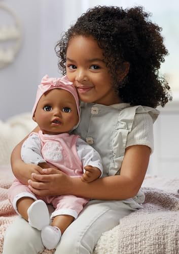 Realistic Baby Doll for Kids 3 & Up - Dark Brown Eyes, Soft Body, Sound Effects, Drinks and Wets, Cries Tears, Moves Mouth