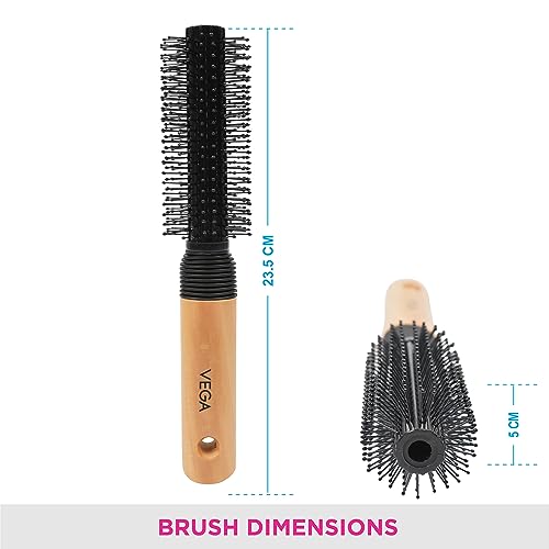 VEGA Round Brush For Men & Women, (E8-RB), Brown - Image 3