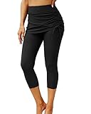 【Kordelzug】Schwimmrock Leggings mit einem seitlichen Kordelzug ermöglichen es Ihnen, die Länge des Rocks frei in eine bequeme Position einzustellen. Es gibt eine versteckte Tasche am Bund, die verwendet werden kann, um Telefone, Schlüssel oder andere kleine Gegenstände zu verstauen, so dass Sie sich keine Sorgen machen müssen, sie zu verlieren.