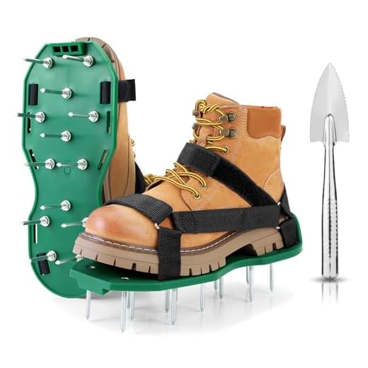 Ohuhu Lawn Aerator Shoes with Hook & Loop Straps, All New Unique Design Free-Installation Heavy Duty Spiked Aerating Sandals, One-Size-Fits-All for Yard Patio Lawn Garden