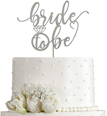 AMINJIE Bride to Be Cake Topper for Bridal Shower/Wedding Shower/Engagement/Bachelorette/Hen Party Decorations, Double Sided Silver Glitter