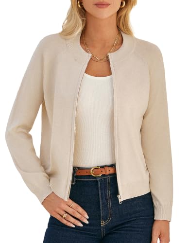 Image of GRACE KARIN Womens Long Sleeve Zip Up Cardigan Sweaters Lightweight Sweater Jacket Knitted Fashion Clothes
