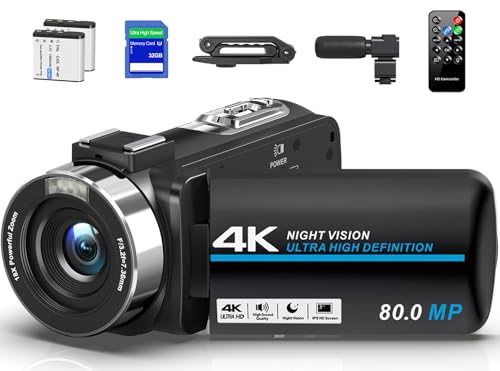 4K 80MP Camcorder with Stabilizer