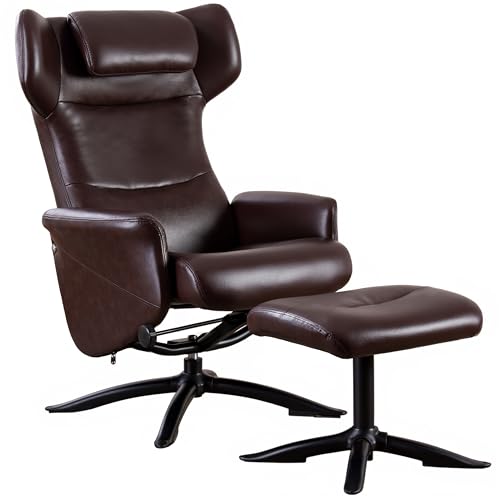 Recliner with Ottoman Footrest Faux Leather Ultra-Plush Foam 360 ...
