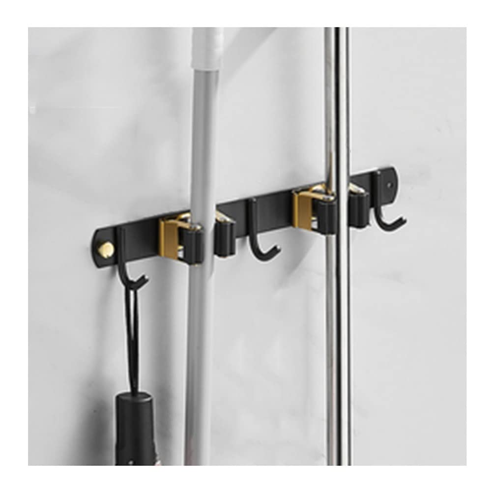 Porte-Balai Et Vadrouille, Porte-Outils Ou Organisateur Mural en Acier Inoxydable, Support De Rangement pour Outils De Nettoyage Snap Design, Noir pour Cuisine, Garage (Taille : 28x3cm)