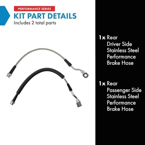 Image of TRQ Brake Hose Set Compatible with 2002-2003 Chevrolet Silverado 2500 Silverado 2500 HD GMC Sierra 2500 Sierra 2500 HD