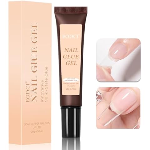 EODCI Soft Gel Nail Tips Glue Gel Solid Nail Glue Gel 20ml Lamp Curing Needed Solid Soak Off Glue Super Strong Nail Glue Gel for Acrylic Nails Extension Fake Nails Press On Nails Cover