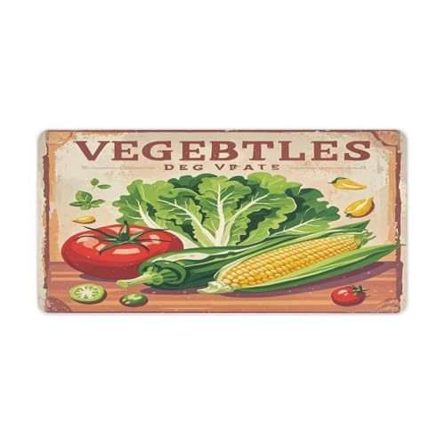 Alfombrilla de Escritorio Vintage Vegetables Antideslizante Grande