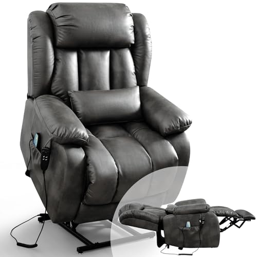 Image of Infinite Position Lay Flat Power Lift Recliner Chair for Elderly, Grey