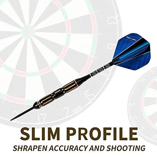 Gooso Professional Steel Tip Darts Set | 24G/22G/20G/18G Brass Barrel With 12Pcs Dart Flights + Dart Sharpener + Magnetic Case + Darts Tool (6 Pack) #TOP5