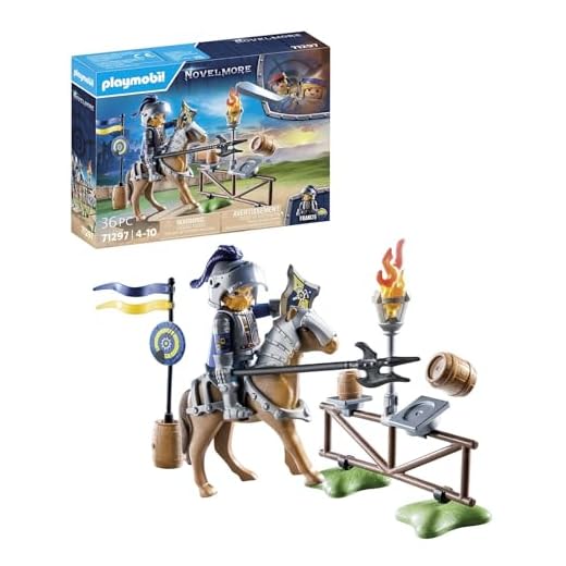 PLAYMOBIL Novelmore 71297 Novelmore - Übungsplatz, spannendes Rittertraining auf dem Übungsplatz mit Pferd, Lanze, Fass und Zielscheibe, Spielzeug für Kinder ab 4 Jahren