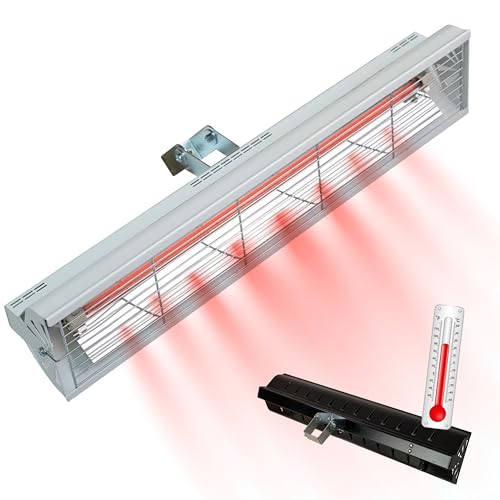 Syner Progetti Lampada Riscaldante S LBL a staffa, Stufa elettrica per esterni coperti, Riscaldamento a infrarossi, Orientamento inclinabile, Superficie riscaldabile fino a 7mq (1300 W, Bianco)