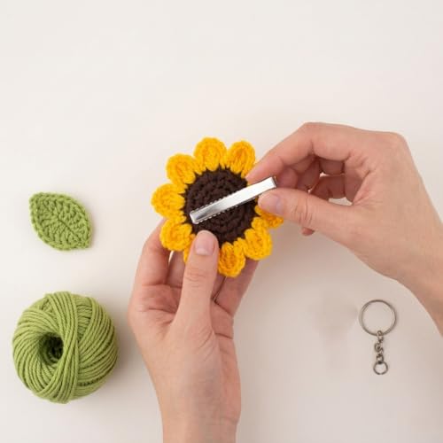 Image of Itsy Bitsy DIY Sunflower Crochet Fashion Accessories Kit Makes 4 | Beginner Crochet Craft Set | Make Sunflower Keychains Bag Charms Zipper Pulls | Complete DIY Hobby Gift Box