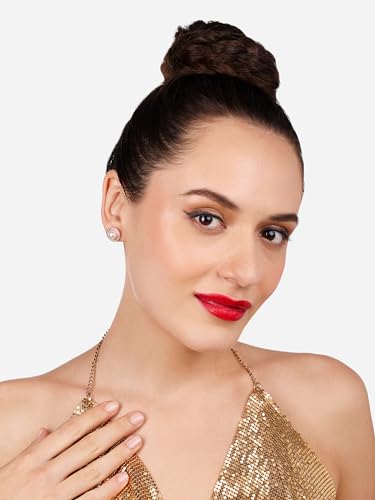 Women's Cubic Zirconia & Pearl Embellished Brass Studs Earrings
