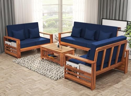 Image of Sheesham Solid Wood 7 Seater Sofa Set for Living Room(7 Seater) (Teak)