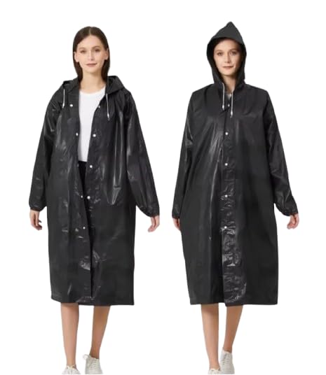 Unisex Rain Coat Hooded Full Sleeves Standard Length Outdoor Men, Women, Boys & Girls Rainwear Poncho Raincoat for Camping, Hiking & Travelling, Black, 1 In good quality-image-15