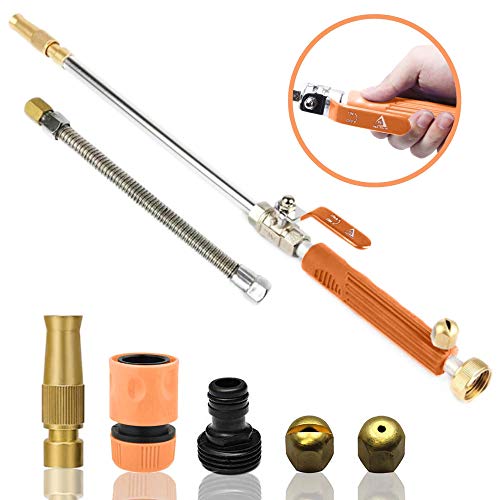 Hydro Jet High Pressure Power Washer Wand for Car Washing or Garden Cleaning, Heavy Duty Metal Watering Sprayer with Universal Hose End, Hydrojet Water Power Nozzle (Yam Orange)