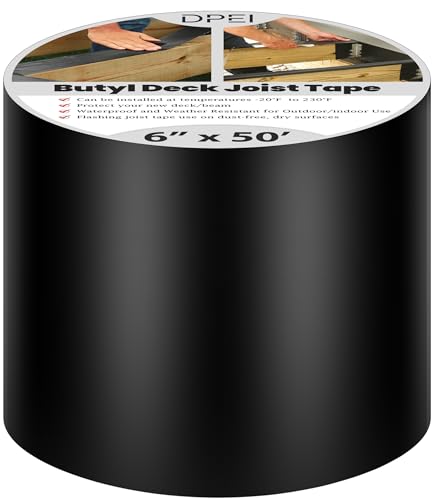 Image of DPEI 6 inch x 50' Joist Tape for Decking Butyl Flashing Tape Decking Joist Self-Adhesive Waterproof,Weather Butyl Tape for Joists,Beams,Wood