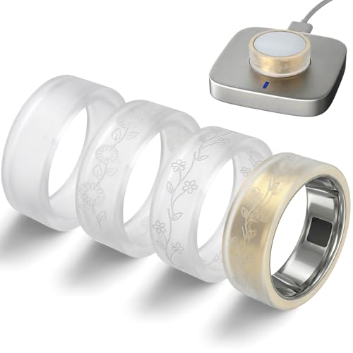 4 Pack Ultra-Thin Ring Covers Compatible with Oura Ring Gen 4/4 Ceramic/Oura Gen 3 Cover, Cute Fancy Floral Engraved Ant - Detailed View